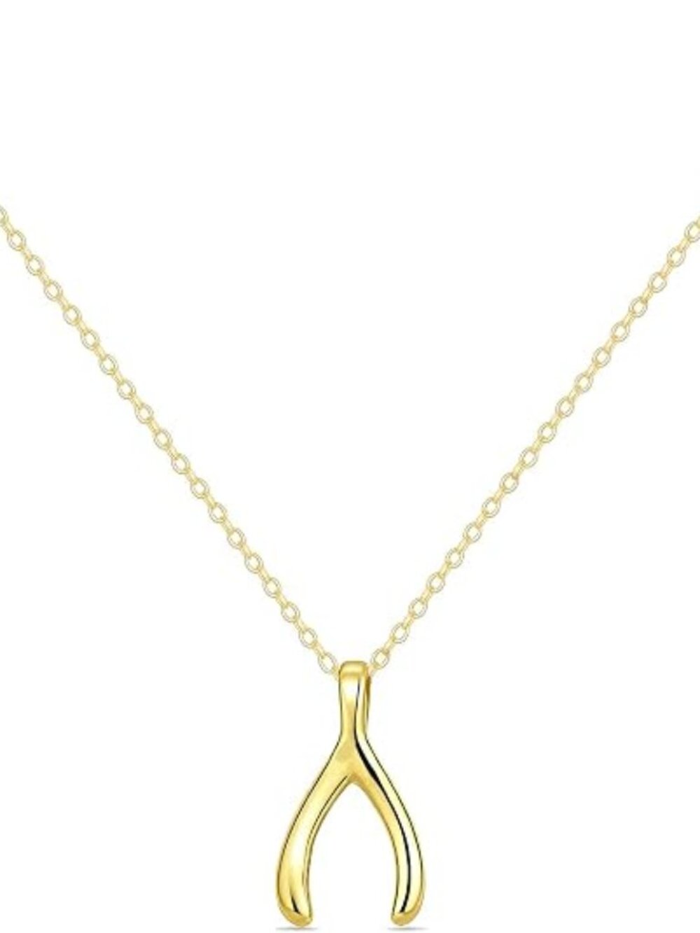 Wishbone Necklace for Women, Dainty Luck Charm Pendant